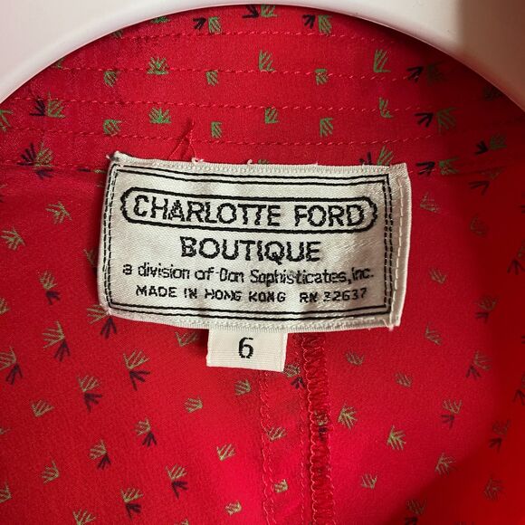 Charlotte Ford Boutique 100% Silk Fuchsia Collarless Button Front Dress Size 6 - Picture 9 of 15